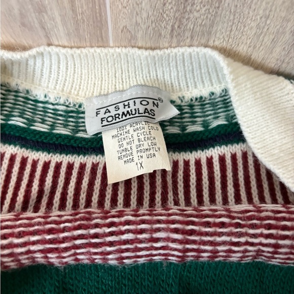 Fashion Formulas Vintage Burgundy and Green Striped Cardigan - Picture 4 of 8